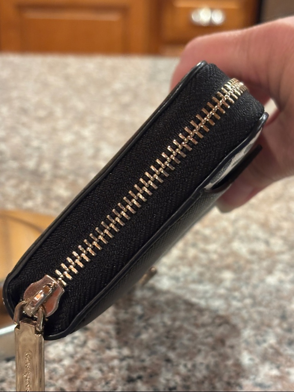 kate spade Black Cat Zip Wallet with Leopard Trim - Picture 4 of 16